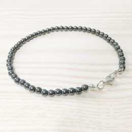 MG0135 Wholesale Hematite Anklet Handmade Natural Stone Mala Bead Anklet 4 mm Mini Gemstone Jewelry