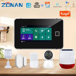 Tuya WiFi Security System With Camera PIR Motion Door Sensor Siren Smoke Gas Detector Wireless 433MHz Burglar Alarm Kit