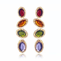 Fashion Dangle Earring for Women Korean Candy Color Geometric Statement Earrings Female Gold Brincos Summer Jewellery