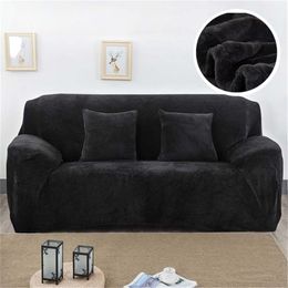 Velvet Plush Sofa Covers for Living Room Elastic Couch Slipcover L Shaped Chaise Longue Corner Stretch Cover S/M/L/XL Size 211207