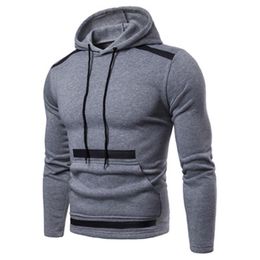Mens Splicing Solid Colour Hoodies Clothing Fashion Trend Long Sleeve Drawstring Hooded Sweatshirts Male Spring Casual Loose With Pocket Tops