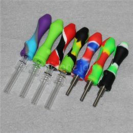 20pcs wholesale Hookahs Silicone Nectar With Titanium Tips 10mm Mini Smoking Tool For Glass Water Bongs Rigs