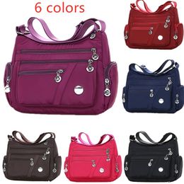 Fashion Women Shoulder Messenger Bag Nylon Oxford Lightweight Waterproof Zipper Package Large Capacity Travel Crossbody Bag Diagonal Mom Casual