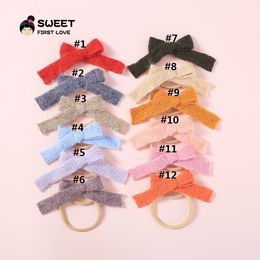 Girls Knitted Bow HairPins Bow Nylon Headband Hair Clips Sweater Soft Hair Accessories For Children Kids Toddler Hair Ornaments