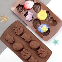 Easter Eggs Silicone Chocolate Mould Rabbit Basket Shaped Fondant Moulds Soap Form Candy Bar Mould Cake Decorating Tools