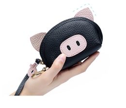 4 colors coin purse pig pattern Ladies Genuine Leather Zipper Clutch Wallets Panelled Women Purse Zipper Wrist Bag Female Coin Purse Bag