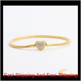 Pandora Yellow Wedding Plated Cz For Heart Bracelets Women Box Set Diamond Gold 925 Chain Jewellery Silver Bracelet For Original Snake 1 Z6Oqt