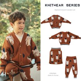 Korea LIMITE Winter Boy Girl Sweater Kids Cotton Warm Sweater Knitted Cardigan Baby Girl Clothes Pullover Sweater 210308