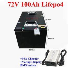 GTK Customised 72v 100ah lifepo4 lithium battery pack BMS 100A for 6000W electric motorcycle golf car Forklift EV+10A Charger