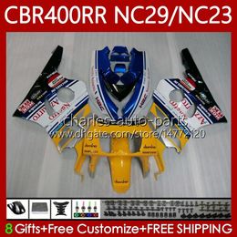 Bodywork For HONDA Fairing CBR400 RR CBR400RR NC29 88-99 66No.4 NC23 CBR 400 RR C CC 1988 1989 1990 1991 1992 1993 400CC CBR 400RR 94 95 96 97 98 99 OEM Bodys Yellow white