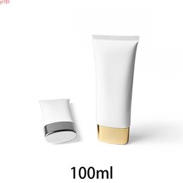 100ml Empty White Plastic Bottle Cosmetic Container Flat Style Aloe Cream Hand Lotion Travel Packaging Tube Free Shippinggood qty