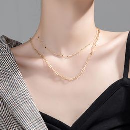 TrustDavis Sweet Choker Necklace Double Link Chain Wedding Party Charm For Women Fashion 925 Sterling Silver Jewelry Gift DA1530 Q0531