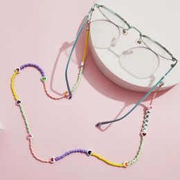 Fashion Rianbow Colour Heart Bead Glasses Chain Women Girls Sunglasses Chains Lanyard Eyeglasses Holder Eyewear Party Jewellery