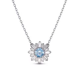 High quality blue sunflower Desinger Necklace Woman female Crystal Necklace fashion Daisy clavicle chain
