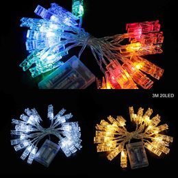 3M 20LEDS Light String Decor Clip Art Cards Photes Holder Wall Room decors for Celebration Wedding Birthday Memorial day Parties Y0720