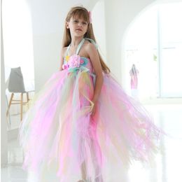 Mascot doll costume Girls Bridesmaid Wedding Mesh Tutu Dresses Kids Princess Birthday Party Outfit Halloween Costume Role Play Dress Up Sui