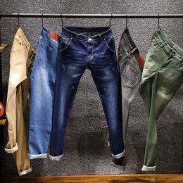 New Fashion Brand New Skinny Jeans Men Business Casual Stretch Slim Jeans 5 Color Classic Trousers Denim Pants Jean Men X0621