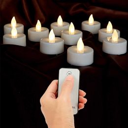 10Pcs Battery Votive Candles With Remote Control Led Small Tea Lights Party Electronic Festive Decor 210702