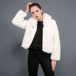 Autumn mink fur short woman fur hair collar rabbit hair short coat fur coat 211207