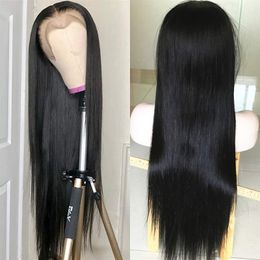 2021 Brazilian 4x1 Lace Part Wig Straight Human Hair Wigs Pre Plucked 150-180 Density Front Lace Wig Remy Glueless For Black Women