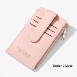 Women Card Holders Soft Leather Coin Purse Wallets Female Business Wallet Ladies Double Zipper Mini Clutch Bags