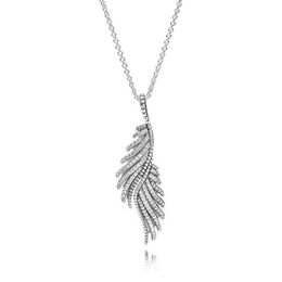 NEW 2021 100% 925 Sterling Silver Feather Necklace Fit DIY Original Fshion Jewellery Gift 111