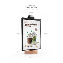 Loripos 100*200mm Page-turning Sign Holder Wood PVC Material Bar Cafe Restaurant Table Menu Holder