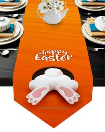 dining runner Canada - Bunny Butt Happy Easter Runner Hotel Runners for Wedding Home Dining Decor Tablecloth