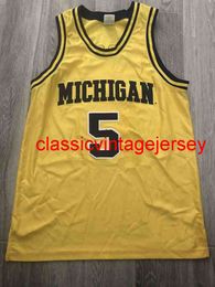 Jalen Rose Michigan Wolverines NCAA Basketball Jersey Yellow Embroidery Custom Any Name Number XS-5XL 6XL