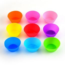 Silikon Kek Kalıp Kupası Yuvarlak Muffin Cupcake Pişirme Kalıpları Mutfak Pişirme Bakeware Maker Renkli DIY Kek Mutfak Aletleri T2I52315