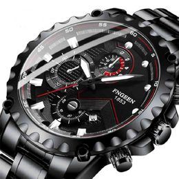 FNGEEN Top Marke Sport Leuchtende Uhren Edelstahl Mode Luxus Wasserdichte Quarzuhr Für Männer Uhren Armbanduhren 210804