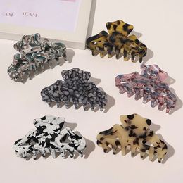 Vintage Resin Marble Leopard Hairpins Hair Claws Clamp For Women Geometric Acetate Square Hair Styling Tool Accessory