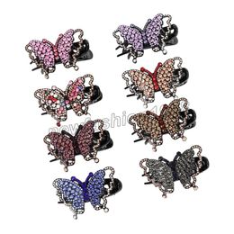 Luxury Ladies Rhinestone Clips For Hair Butterfly Duckbill Hairpin Retro Tiaras Barrettes Ponytail Hair Accessories