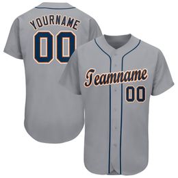 Custom Grey NAVY-ORANGE BASEBALL JERSEY