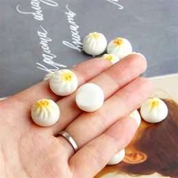 Mini Cute Steamed Bun Charms Resin Cabochons Simulated Food Handmade Necklace Keychain Pendant DIY Making Accessories