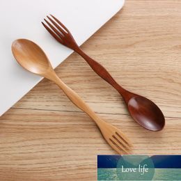 1PC 2 in1 Natural Wood Cutlery Dual Head Soup Spoon Fork Dinner Tableware Set DIY Kitchen Accessories1 Factory price expert design Quality Latest Style Original