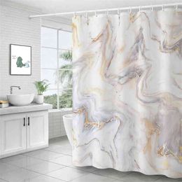 Marble Ripple shower curtains Abstract Striped Waterproof Bath Curtains for Bathroom home Decor modern Luxury bathroom curtain 210915