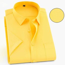 Design Summer Men Shirts Turndown Collar Solid Striped Business Twill Office Basic Shirt Style Yellow Smart Casual Male Tops 210609