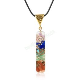 7 Chakras Orgonite Energy Stone Pendant Necklace Healing Amulet for Making DIY Necklaces Jewelry Women OM Lucky Gift