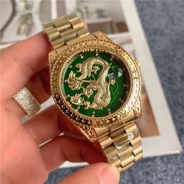 Fashion Top Brand Watches Men Chinese dragon style Metal steel band Quartz Wrist Watch X145281L