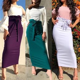 Plus Size Ruffles Skirts Faldas Mujer Moda Summer Abaya Dubai Muslim Long Maxi High Waist Skirt Women Jupe Longue Femme 210310