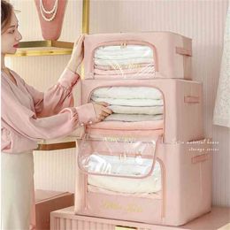 Large Capacity Storage Box Underwear Organizer Foldable Transparent Clothes Quilt Household Supplies Accessory 210922