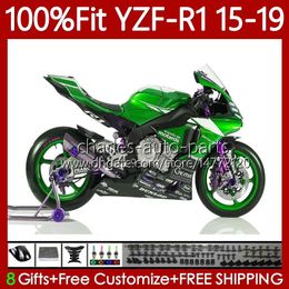 Injection Fairings For YAMAHA YZF R 1 1000CC YZF-R1 2015-2019 104No.115 YZF R1 1000 CC YZF-1000 YZFR1 Green black 15 16 17 18 19 YZF1000 2015 2016 2017 2018 2019 OEM Body Kit