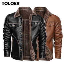 Winter New Men's Leather Jacket Casual Plus Velvet PU Leather Coat Men Fleece Military Motorcycle Retro Jacket Large Size M-8XL 201124