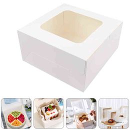 5pcs Dessert Boxes Cake Dessert Package Boxes With Window Pastry Boxes Cake And Dessert Packaging West Point Box (White) H1231