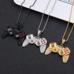 Pendant Necklaces Hip-Hop Iced Out Game Controller Handle Necklace For Women Men Rhinestone Cool Punk Collar Jewelry Chain Gift Shine