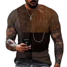 Camisa dos homens Camiseta Design simples 3D Impressão T-shirt Teste padrão de mosaico de cor Casual moda O-pescoço de manga curta marca roupa