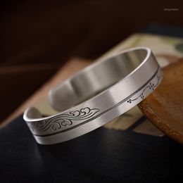 free bracelets UK - Bangle For Men And Women Free Lettering Xiangyun Clubs Contracted Retro Bracelet 999 Fine Silver Solid Openings