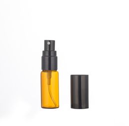 2022 new 16MM DIA 3ml Amber glass Spray Perfume bottle 5ml Empty Essential oil Perfum brown spray bottles