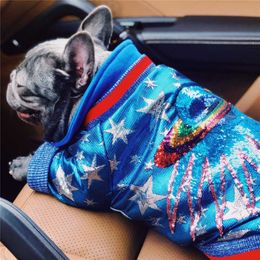 Sequins Dogs Jackets Embroidered Pet Coats Autumn Winter Warm Dog Apparel Pet Jacket Clothes Poodle Teddy Bulldog Schnauzer